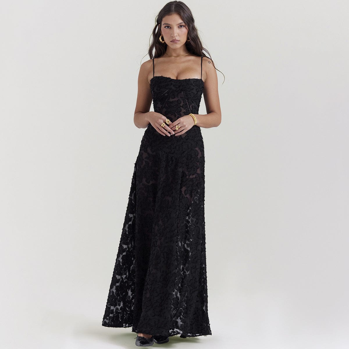 Elegant Lace Suspender Evening Dress - Image 4