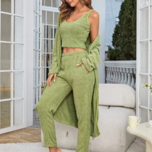 Women's 3 Piece Sweatsuit with Open Front Cardigan for Stylish Comfort