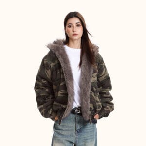 Women's Camouflage Jacket with Hood for Stylish Layering