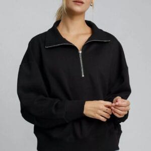 Half Zip Sweatshirt for Effortless Style with Drop Shoulders