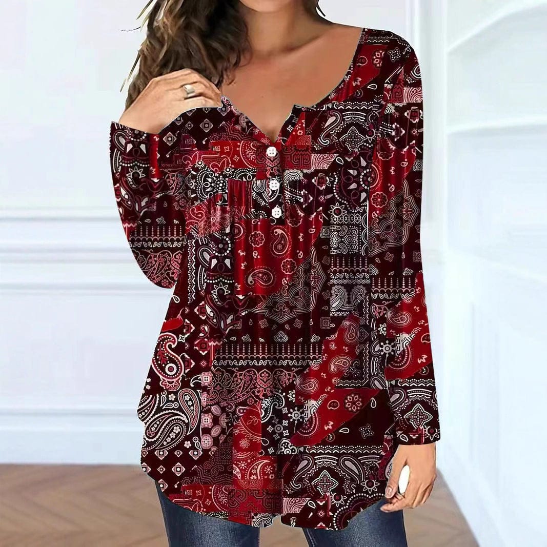 Buttoned V-neck Top for Effortless Style and Comfort - Image 4