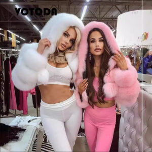 Elegant Hooded Faux Fur Jacket for Women