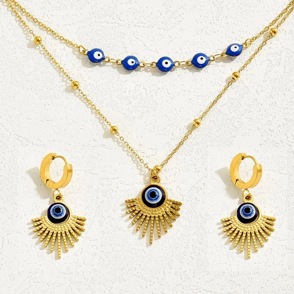 Stainless Steel Resin Necklace and Earrings Jewelry Set - Image 2
