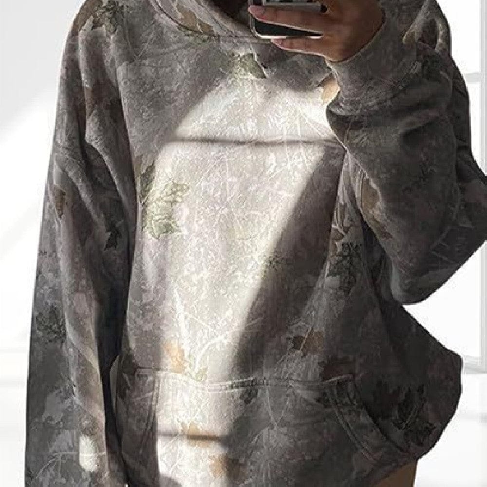 Women’s Floral Hooded Sweatshirt – Loose Fit Lantern Sleeve Pullover - Image 5