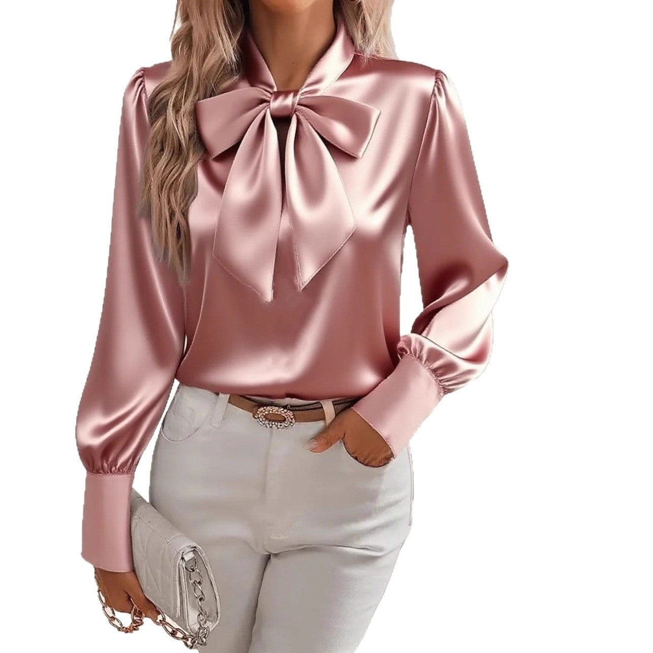 Women’s Bow Detail Blouse – Elegant Solid Color Top - Image 2