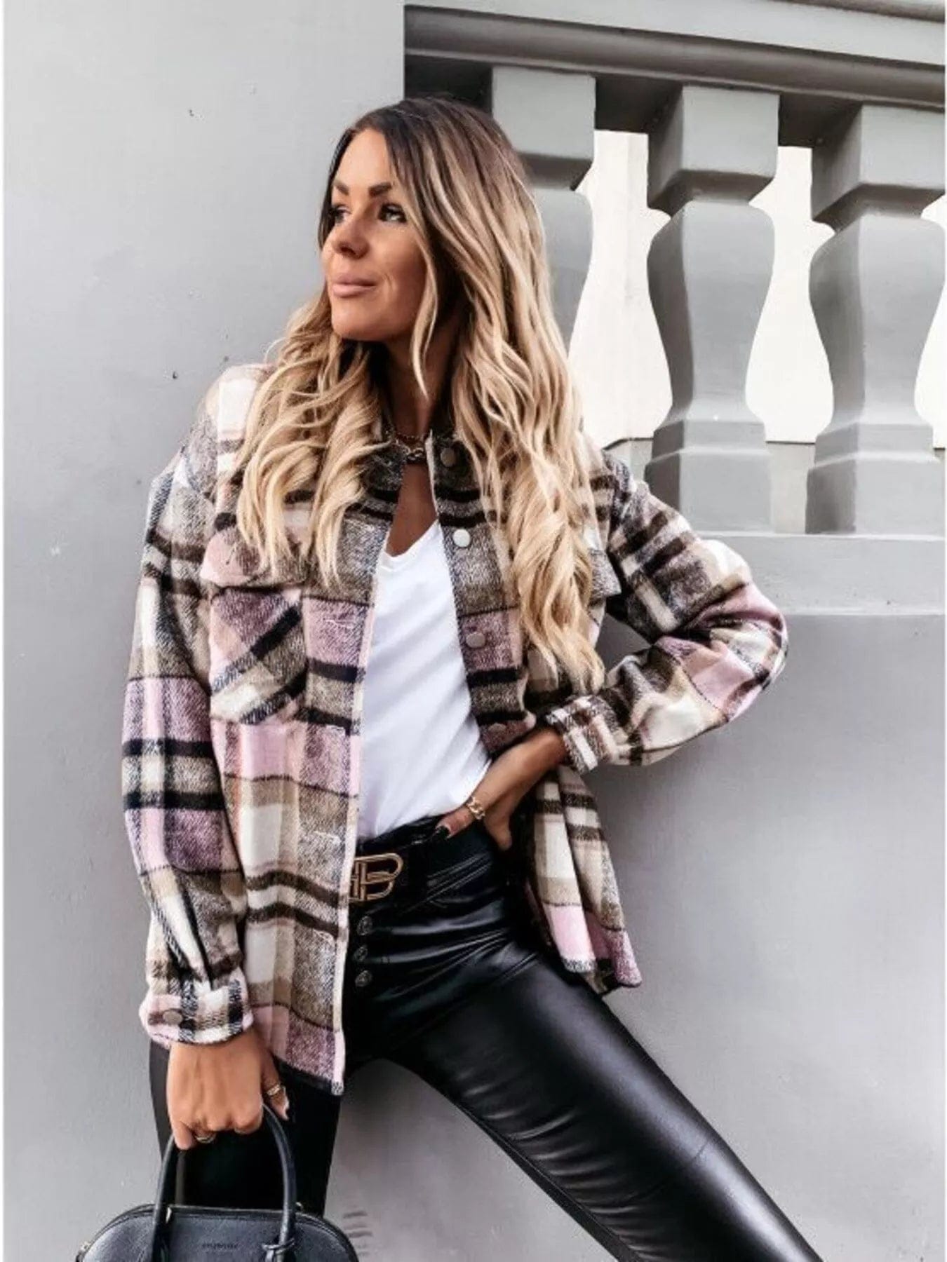 Plaid Button-Down Shacket for Effortless Stylish Layering - Image 4