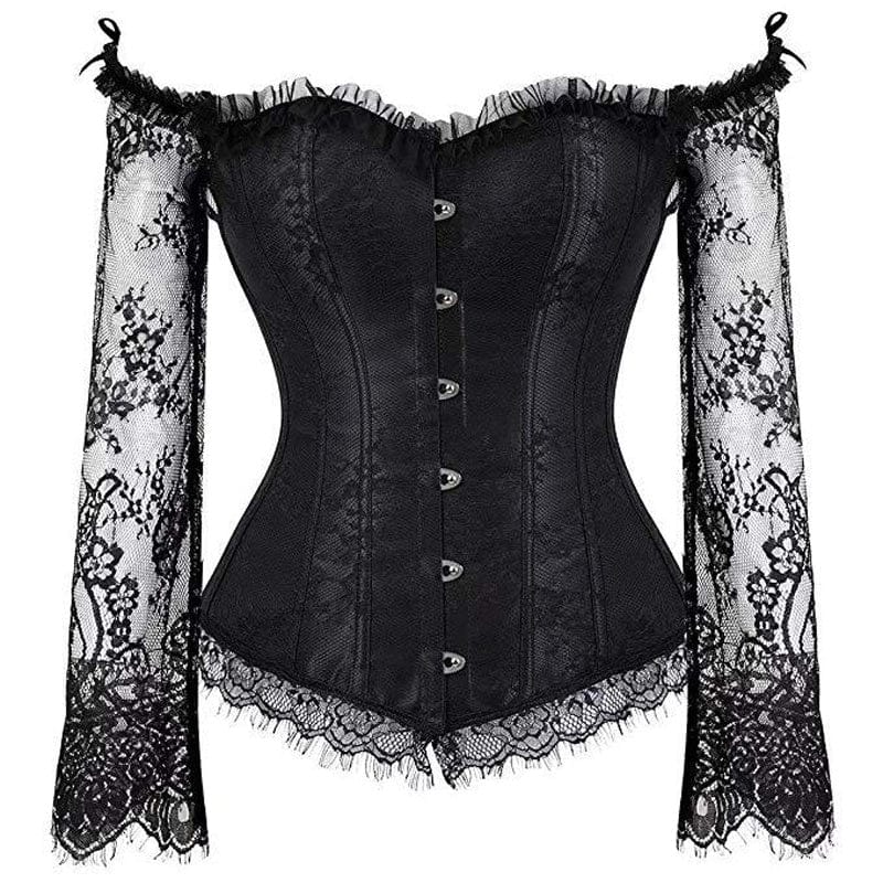 Vintage Lace Corset Top with Long Sleeves