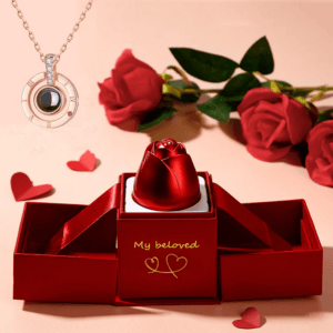 Valentine’s Day Gift: Ethnic Crystal Necklace with Rose Gift Box