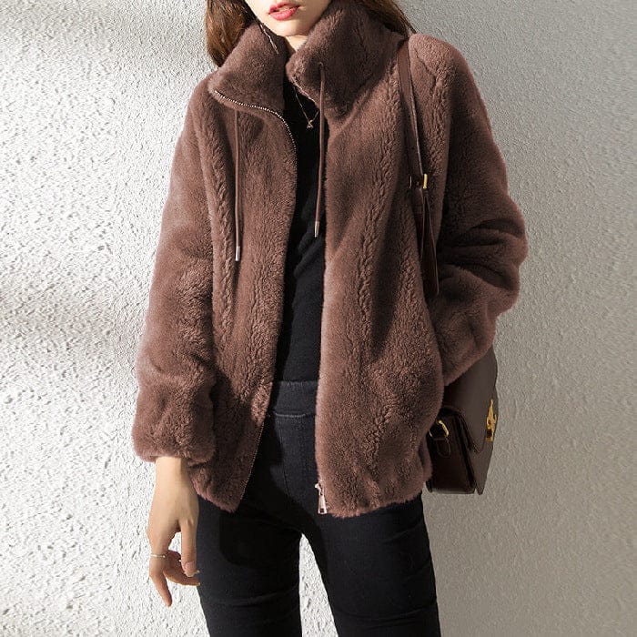 Women’s Double-Faced Fleece High-Neck Cardigan - Image 3