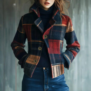 Vintage Women's Blazer With Stand Collar for Timeless Style