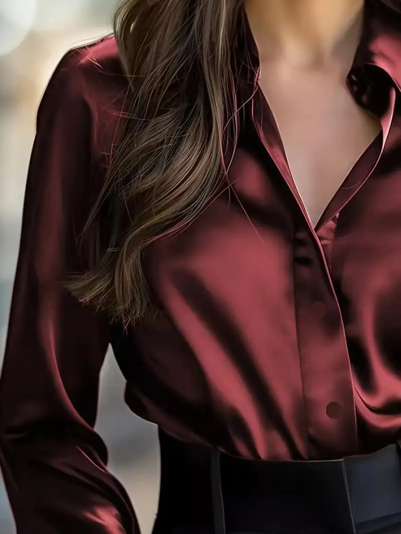 Button Down Long Sleeve Shirt with Collared Neck - Image 2