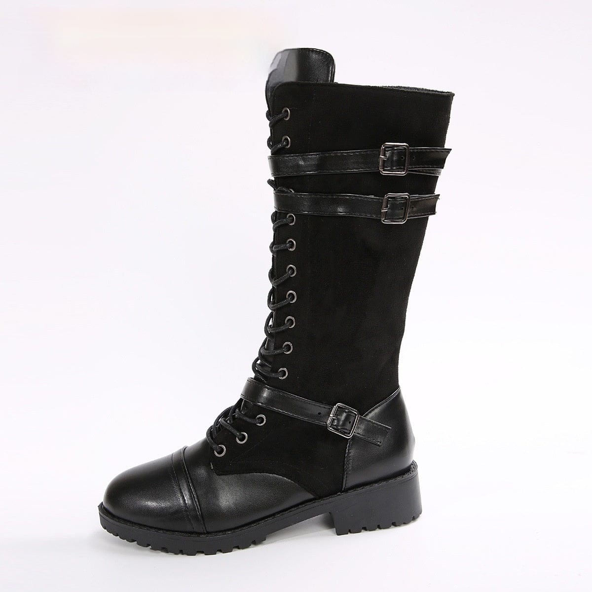 Heel Boots with Rivet Belt Buckle for Stylish Comfort - Image 5