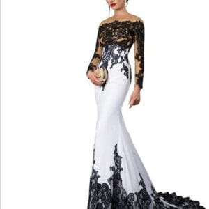 White Lace Wedding Dress A-Line Long Sleeve Bridal Gown
