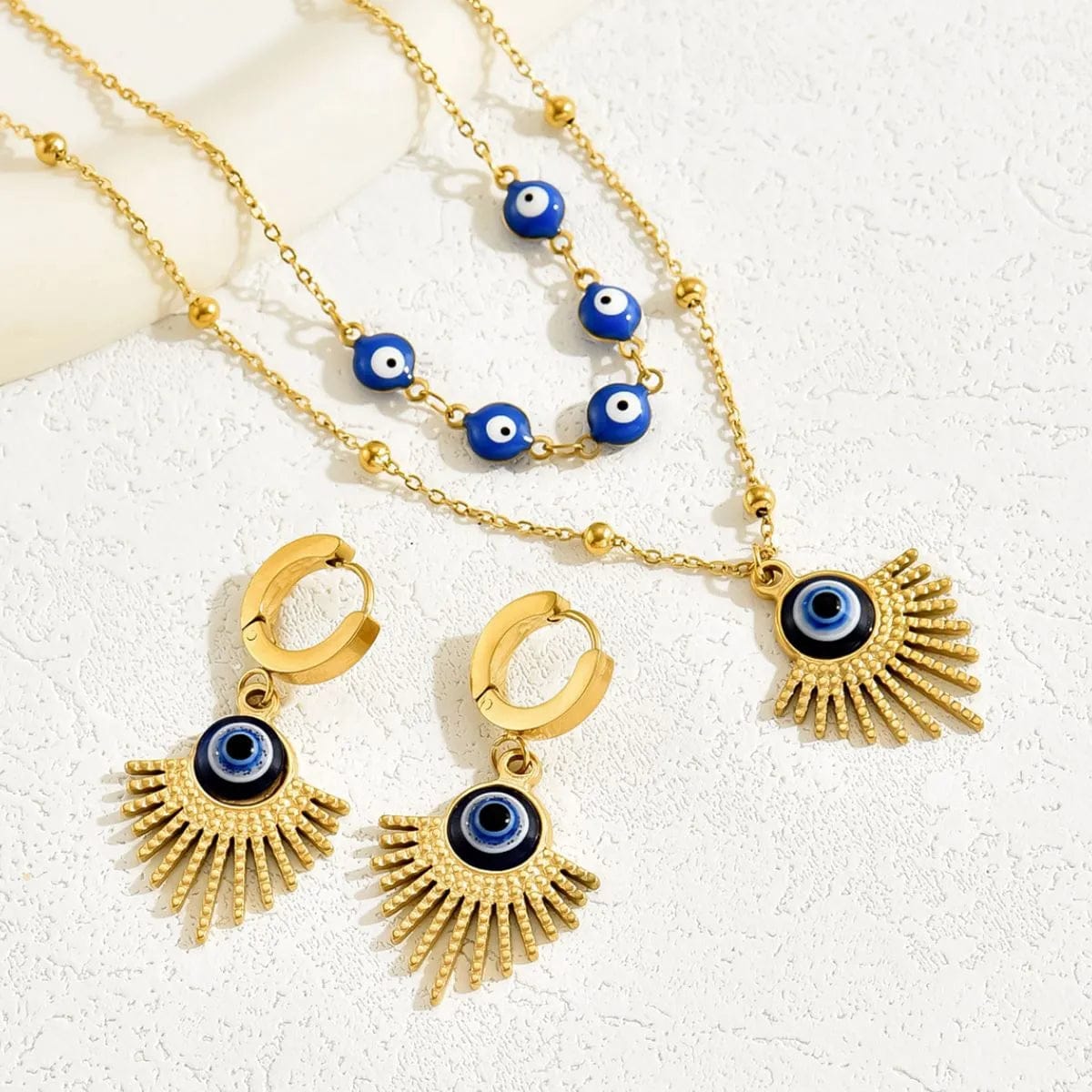 Stainless Steel Resin Necklace and Earrings Jewelry Set - Image 3