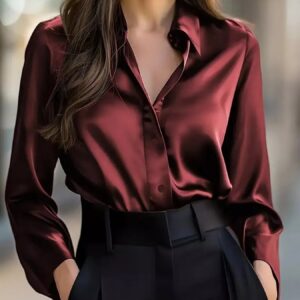 Button Down Long Sleeve Shirt with Collared Neck