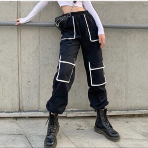 Womenâs Street Style Cotton Overalls â Contrast Pocket Long Pants