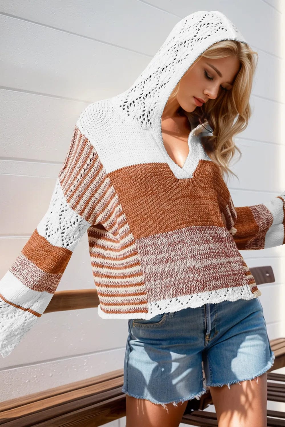 Women’s Openwork Long Sleeve Top | Lightweight Stretch Blouse