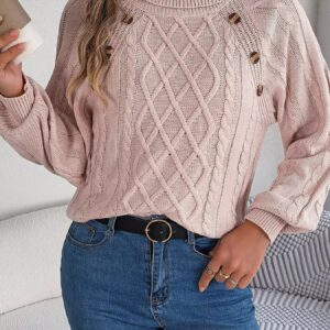 Cable Knit Turtleneck Sweater for Cozy Long Sleeve Comfort