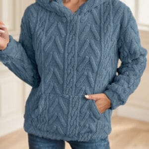 Textured Hoodie Sweatshirt with Long Sleeves and Kangaroo Pocket for Ultimate Comfort