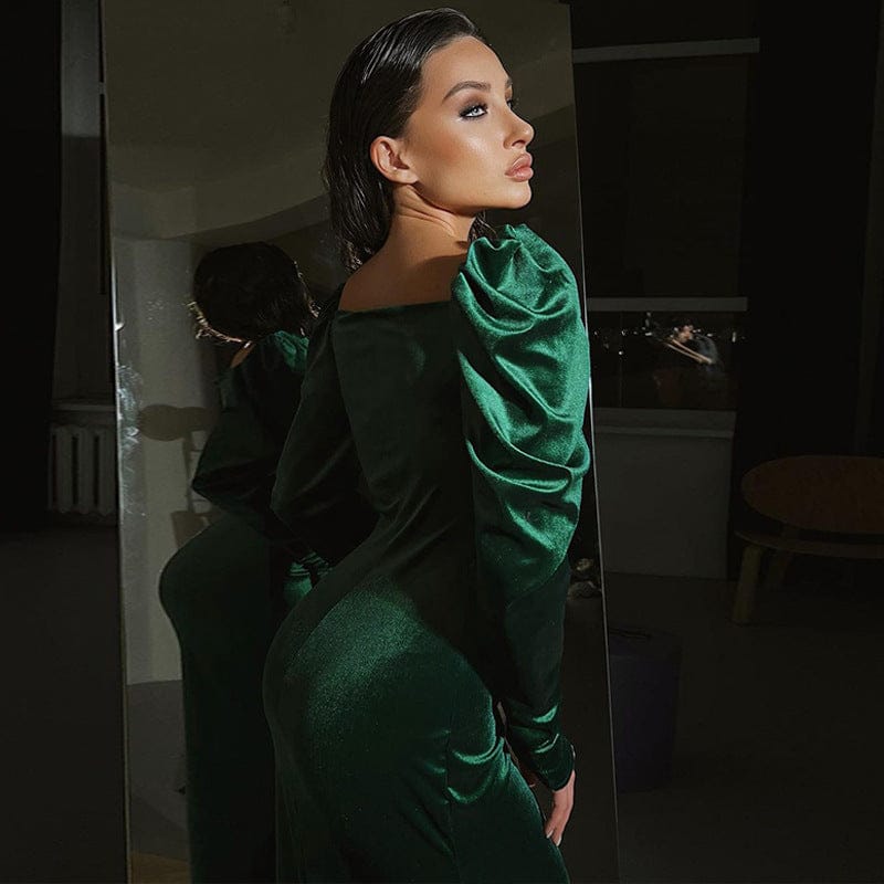 Women's Pleated Long-Sleeved Dress with Slim Fit and Slit - Image 4
