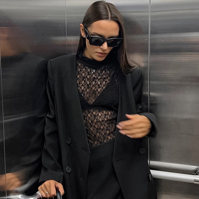 Women’s Black Jacquard Pullover Top – Elegant Commuter Blouse - Image 5