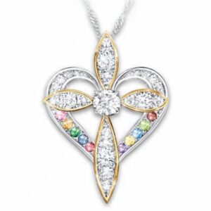 Love Heart Shaped Cross Necklace | Electroplated Alloy Clavicle Chain