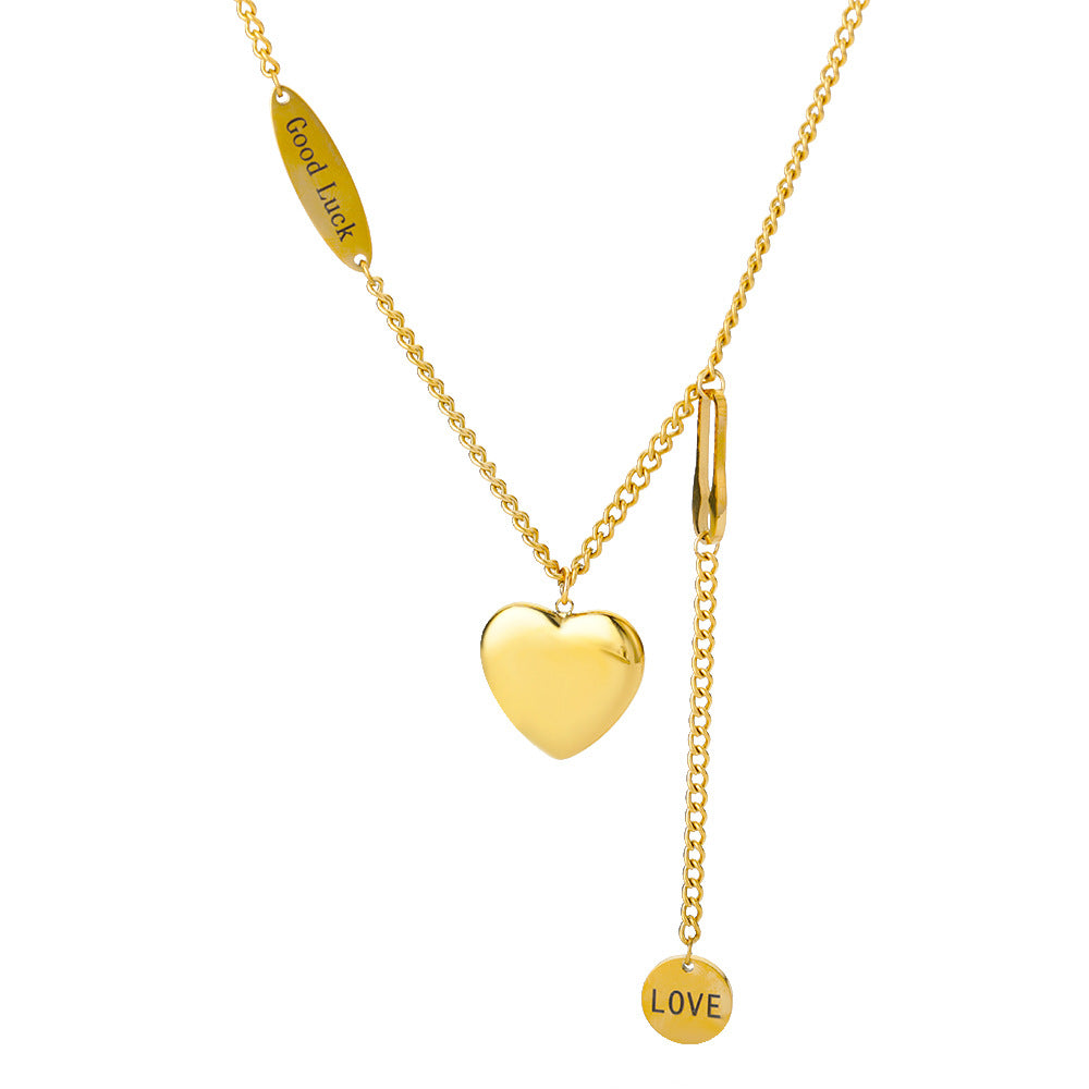 Multilayer Heart Pendant Necklace – Gold Moon & Star Details - Image 4