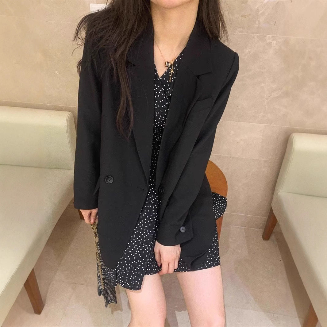 Women’s Polka Dot High-Waist Dress – Long Sleeve Pullover Style
