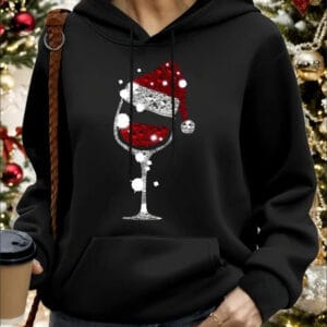 Women's Christmas Hooded Sweatshirt with Cartoon Pattern Print for Casual Activewear