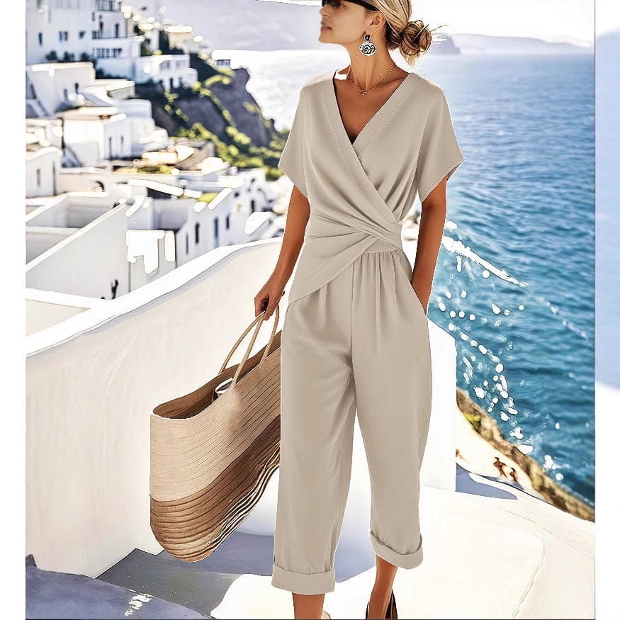 Women’s Commuter Two Piece Set – Polyester Top & Cropped Pants Outfit - Image 2