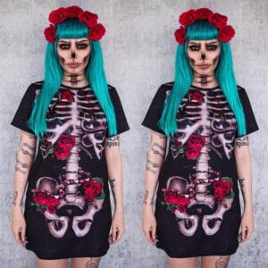 Halloween Costume Skull Print Dress for Women - Perfect Skull Print Halloween Dress