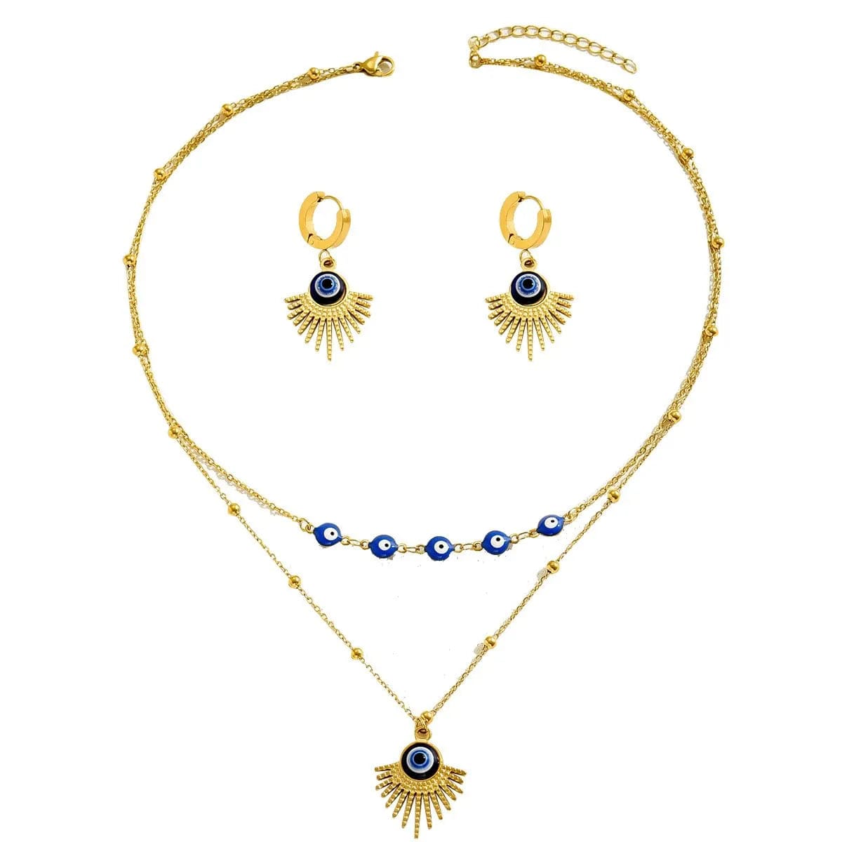 Stainless Steel Resin Necklace and Earrings Jewelry Set - Image 4
