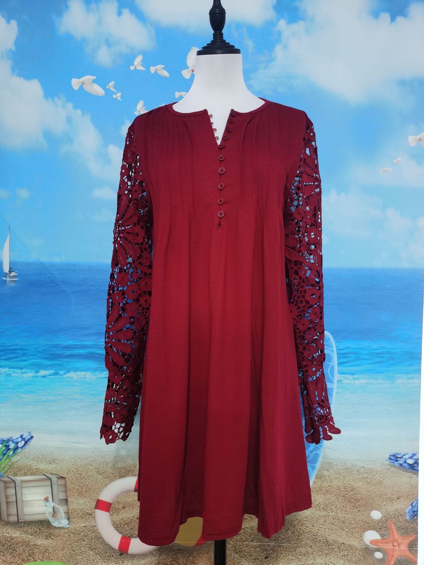 Women’s Lace Commuter Blouse | Elegant Solid Color Top - Image 3