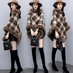 Leopard-Print Thickened Velvet Oversized Cloak