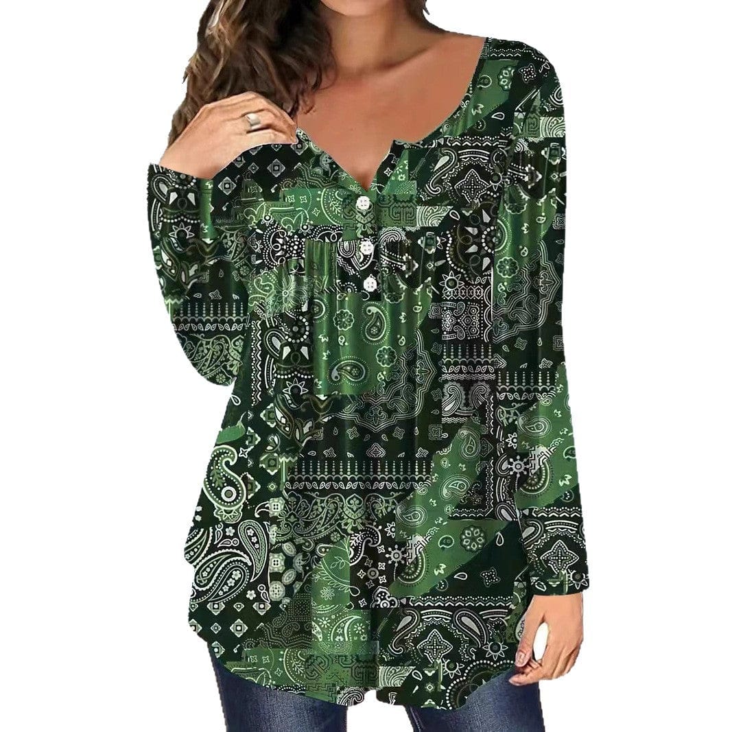 Buttoned V-neck Top for Effortless Style and Comfort - Image 2