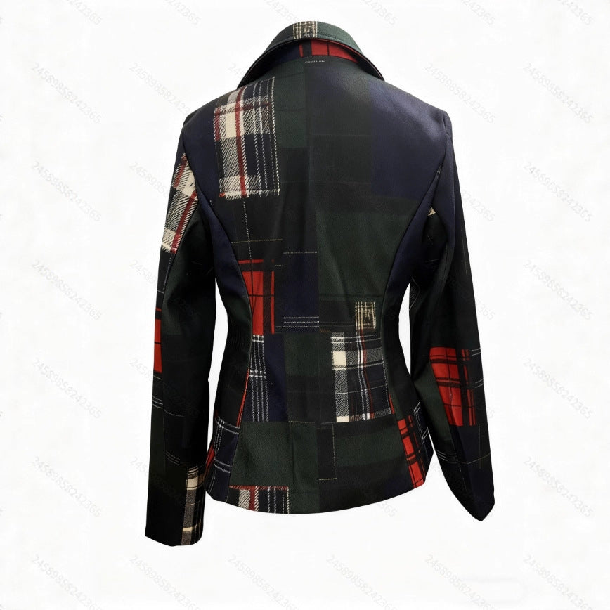 Double-breasted Wool Suit Jacket - Casual Plaid Style - Image 4