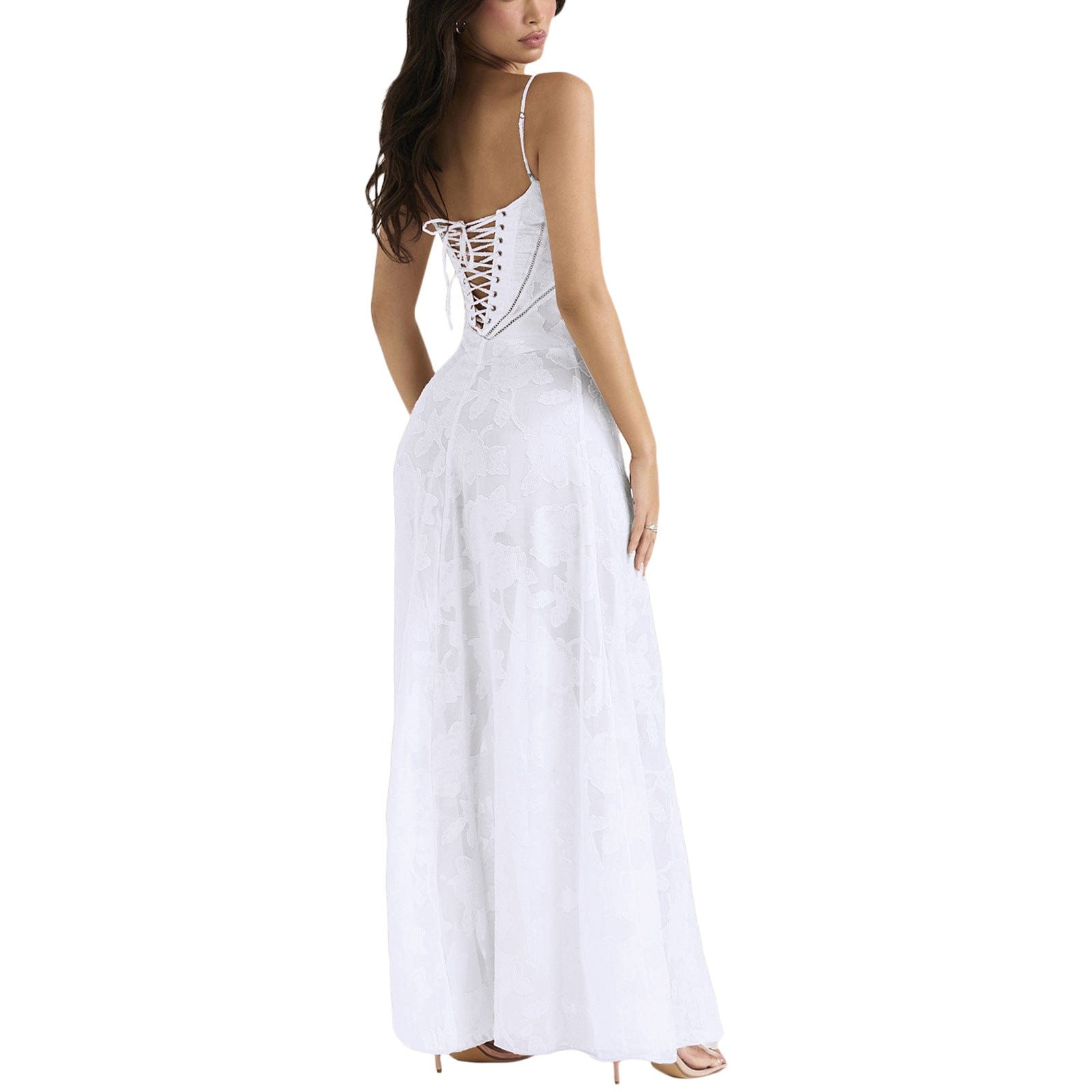 Elegant Lace Suspender Evening Dress - Image 3
