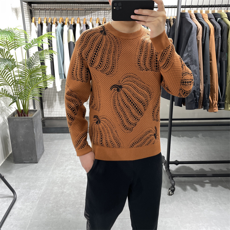 Winter New Pumpkin Jacquard Slim-fitting Sweater Bottoming Shirt - Image 8