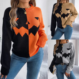 Fall Halloween Pumpkin Sweater - Spooky Long Sleeve Design