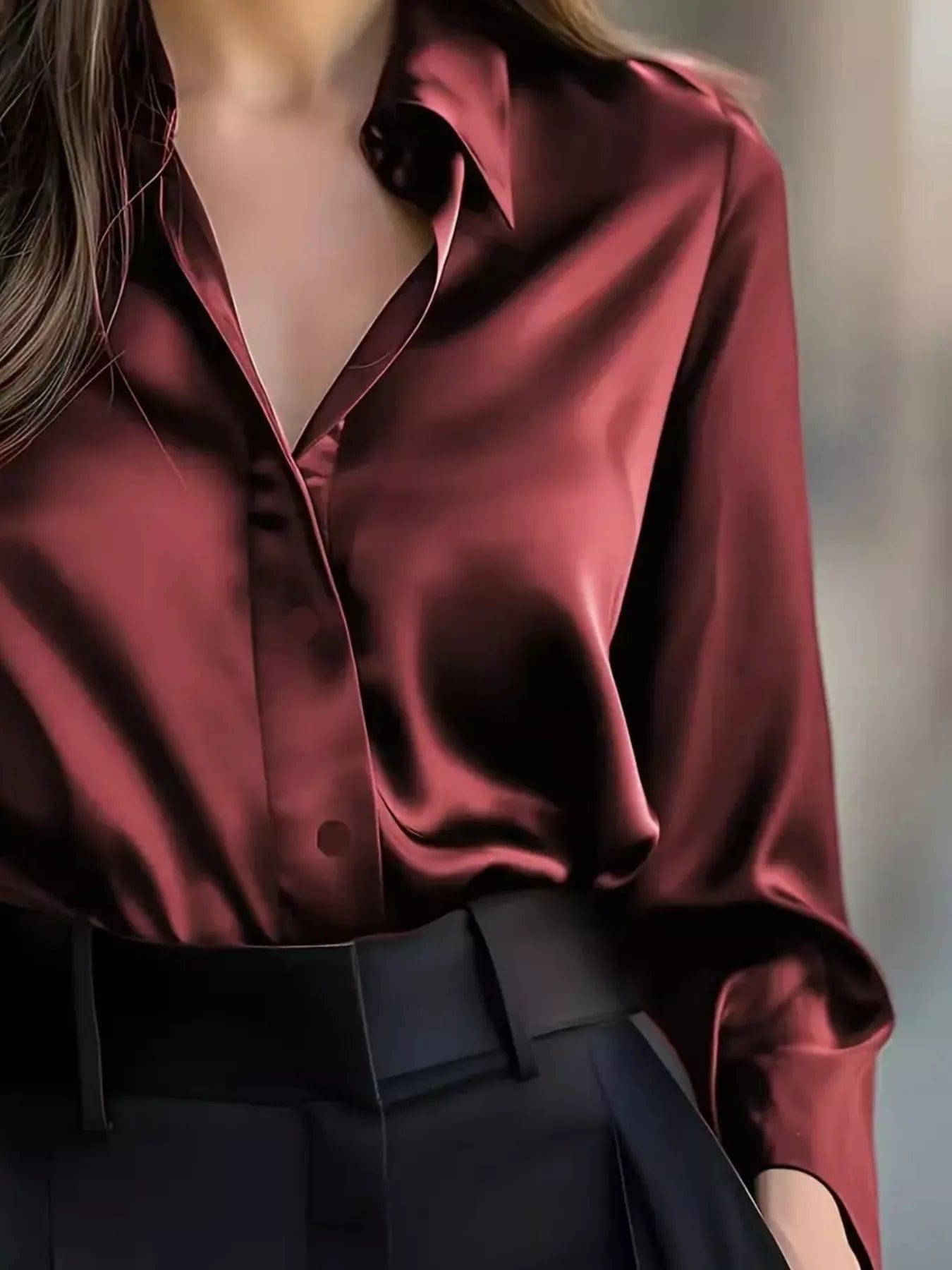 Button Down Long Sleeve Shirt with Collared Neck - Image 3