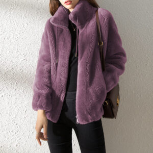 Women’s Double-Faced Fleece High-Neck Cardigan