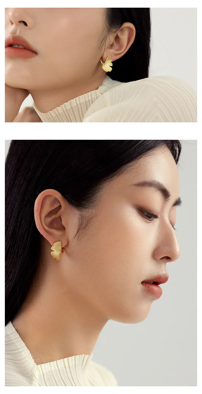 925 Sterling Ginkgo Biloba Earrings for Elegant Style - Image 5