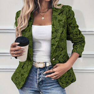 Chic Floral Blazer with Single Button and Long Sleeves