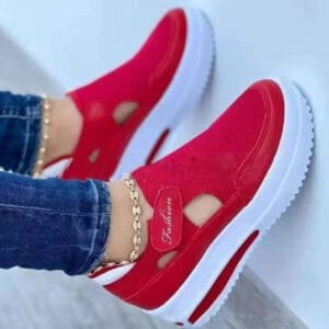 Women’s Shock-Absorbing Mesh Sneakers | Velcro Casual Shoes