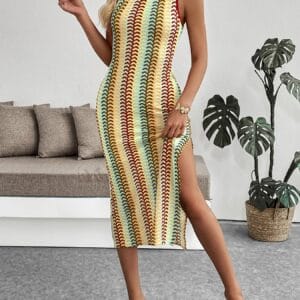 Sleeveless Chevron Sweater Dress for Effortless Style