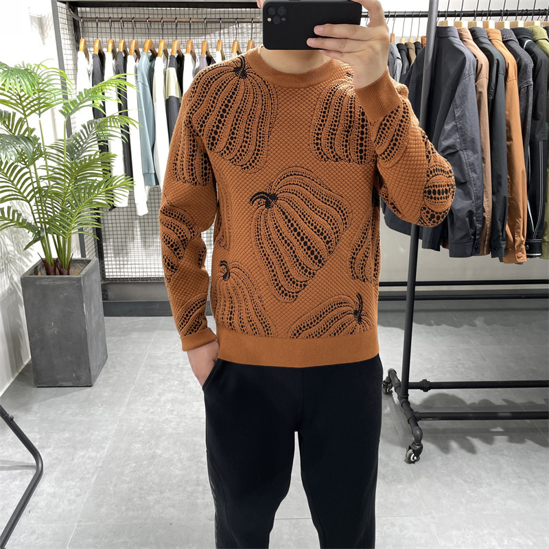 Winter New Pumpkin Jacquard Slim-fitting Sweater Bottoming Shirt - Image 9