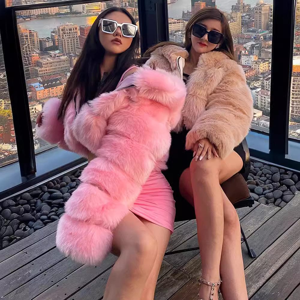 Elegant Hooded Faux Fur Jacket for Women - Image 3