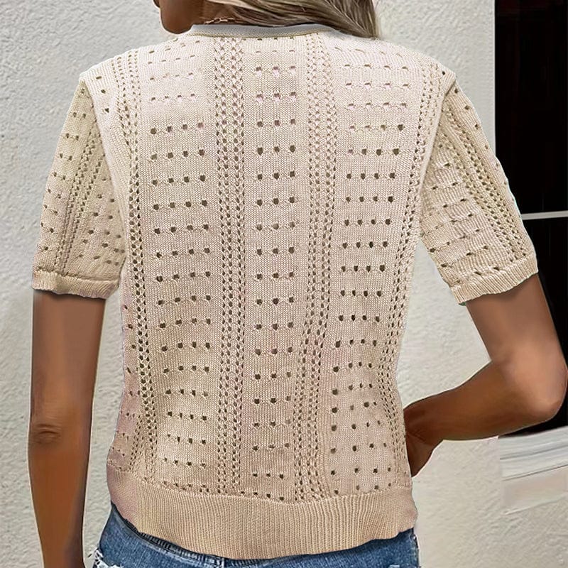 Lace Knit Cardigan Short Sleeve For Fall Layering - Image 5