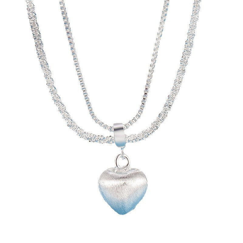 Women’s Double Layer Heart Necklace – Electroplated Copper Jewelry - Image 5