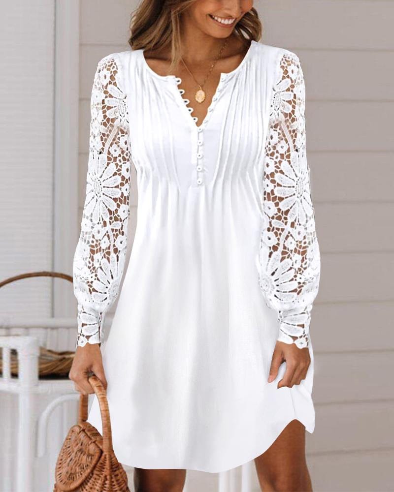 Women’s Lace Commuter Blouse | Elegant Solid Color Top - Image 5